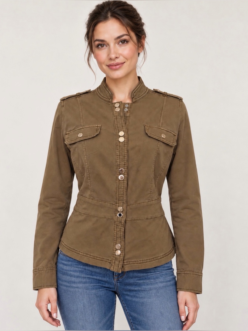 White House Black Market Ponte Military/Utility Jacket - Size 10